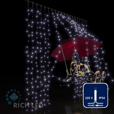 Светодиодный занавес RichLed, 2*2 м, 220 В, пост. свечение, IP54, цвет белый Светодиодный занавес RichLed, 2*2 м, 220 В, пост. свечение, IP54, цвет белый