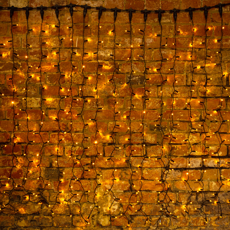 Качественная картинка Светодиодный занавес NEON-NIGHT 2х1,5м ЖЕЛТЫЙ, черный ПВХ, IP65, постоянное свечение, 230В