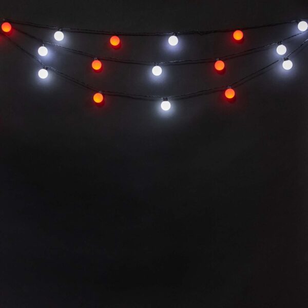 Качественная картинка Гирлянда светодиодная Laitcom "Шарики-40мм" 5м, 20 LED, IP65, 220-230V, черн.пр. красно-белые