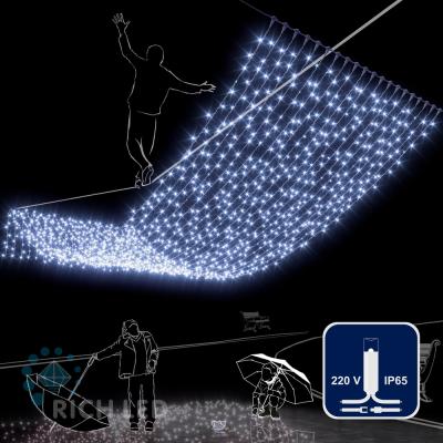 Светодиодный занавес RichLed, 2*6 м, 220 В, пост. свечение, IP 65, герметичный колпачок, цвет белый