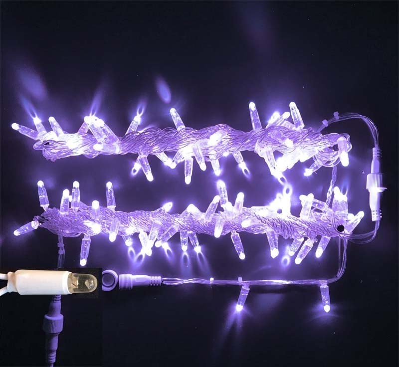 Светодиодная гирлянда нить TeamProf 10 м, 100 LED, 220В, мерцание, гермет.колп., прозр.пр фиолетовый Качественная картинка Светодиодная гирлянда нить TeamProf 10 м, 100 LED, 220В, мерцание, гермет.колп., прозр.пр фиолетовый
