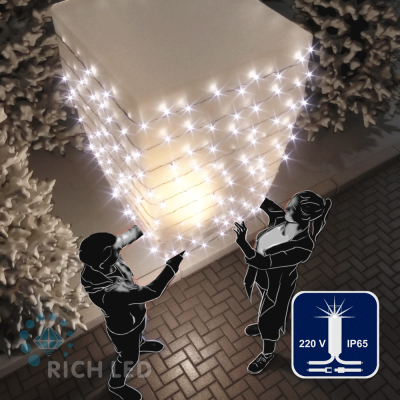Светодиодная гирлянда RichLed Нить 10 м, 220 В, мерц, IP 65, герм. колпачок, белая резина, белый