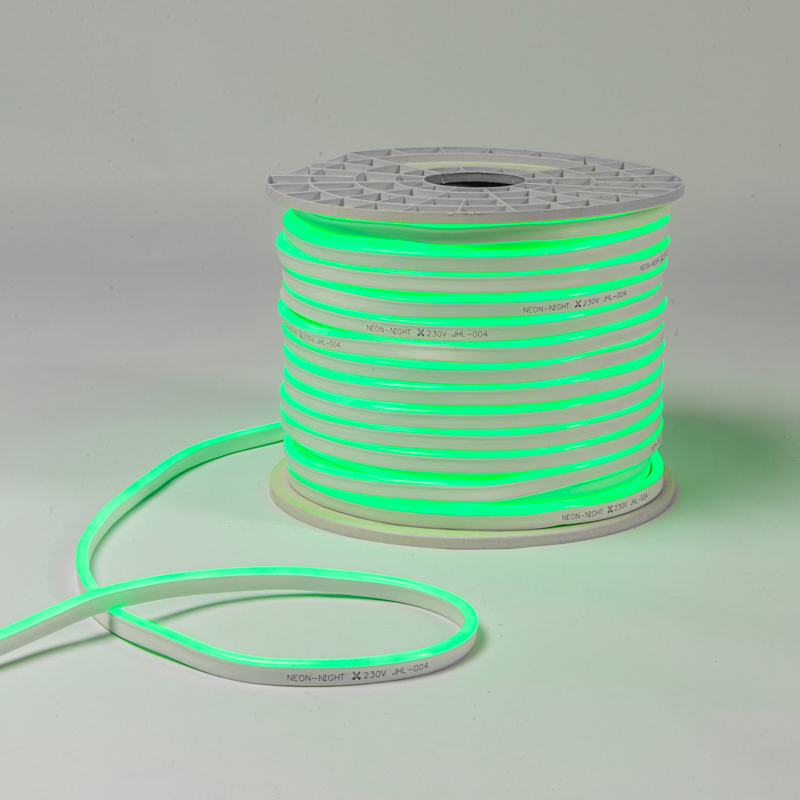 Качественная картинка Гибкий неон NEON-NIGHT 8х16мм односторонний 120 LED/м ЗЕЛЕНЫЙ 230В бухта 100м