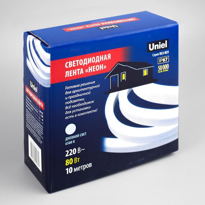 Качественная картинка Гибкий неон Uniel 8 × 16 мм, IP67, 10 м, SMD2835, 120 LED/м, 220 В, свечение белое