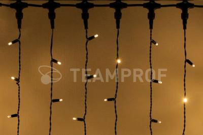 Светодиодный занавес Teamprof 2х6м, мерцание, черный провод, теплый белый