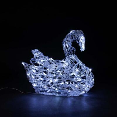 Лебедь светящийся "Ажурный" Laitcom, 30 см, уличный, прозр. акрил.нити, 60 хол.белых LED ламп
