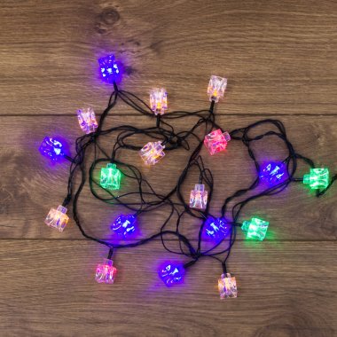 Гирлянда светодиодная Кубики Neon-Night 2,8 м, прозрачный провод ПВХ, IP 20, 20 LED, мультиколор
