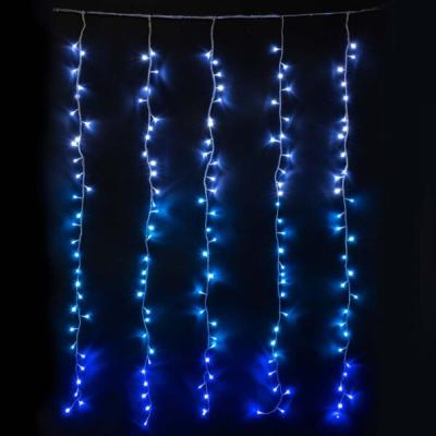 Занавес с эфф. бегущий огонь Laitcom, 2x1,6м, 24V, 150 LED,прозр.пр., белый-неб.голубой-синий