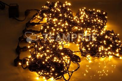 Светодиодная гирлянда спайдер Teamprof, 5 нитей по 20м, статика, черный провод, желтая