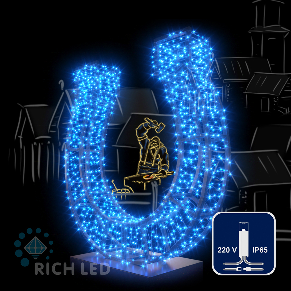 Качественная картинка Светодиодные гирлянды RichLed Нить 10 м, 220 В, пост.свеч, IP65, герм. колп, прозр.провод, синий