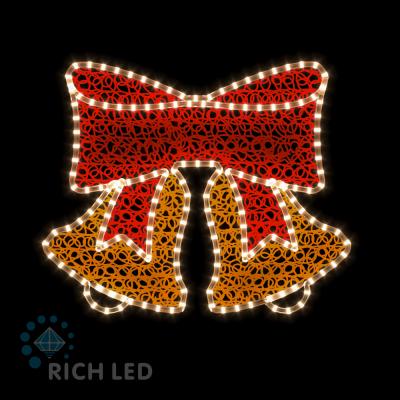 Световая 2Д Елочная игрушка МИНИ RichLed Двойной колокольчик (деколейс+дюралайт), 24В, т.бел,кр,зол