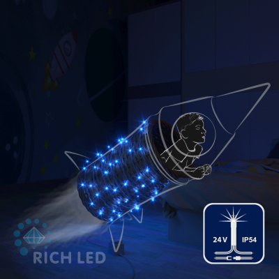 Светодиодные гирлянды RichLed Нить 10 м, 24 В, мерцание, прозр. провод, цвет синий Светодиодные гирлянды RichLed Нить 10 м, 24 В, мерцание, прозр. провод, цвет синий
