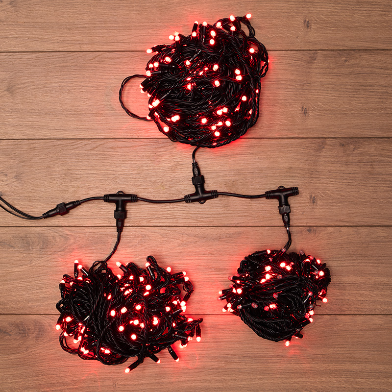 Качественная картинка Гирлянда NEON-NIGHT ClipLight 24V, 3 нити по 20 м, динамика, Красный