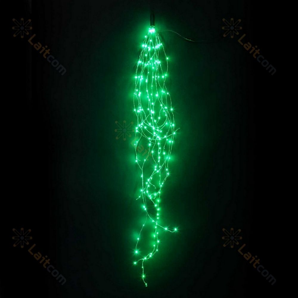 Качественная картинка Светодиодная гирлянда Laitcom "Конский хвост", 1,5м., 12V, 200 LED, IP67 зелен. шнур, зеленый