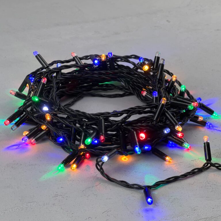 Качественная картинка Светодиодная нить с колпачком Laitcom 10 м, 100 LED, IP65, черн.провод, (мерц. БЕЛЫЙ ДИОД), разноцв