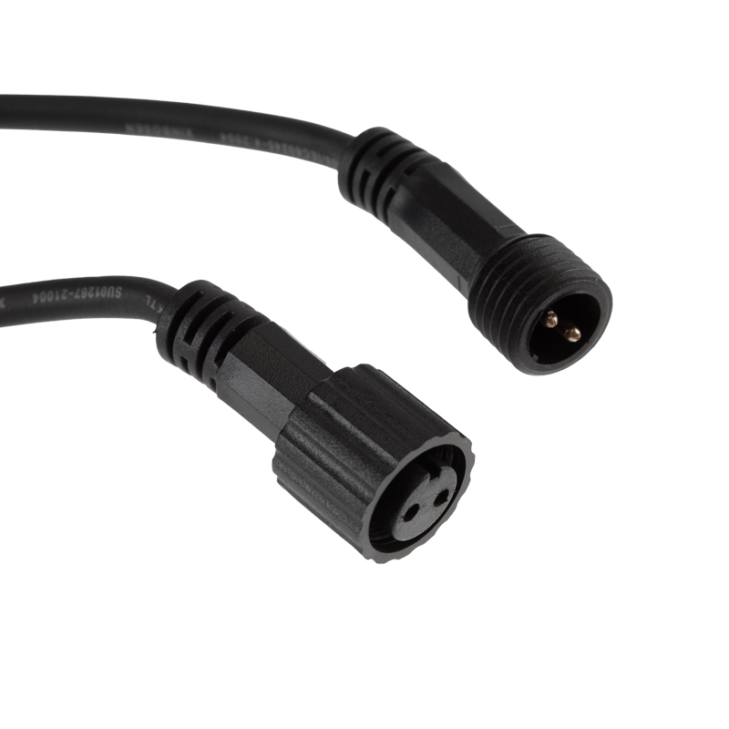 Качественная картинка Коннектор (шнур) с проводами папа-мама, 2 pin, черный каучук NEON-NIGHT