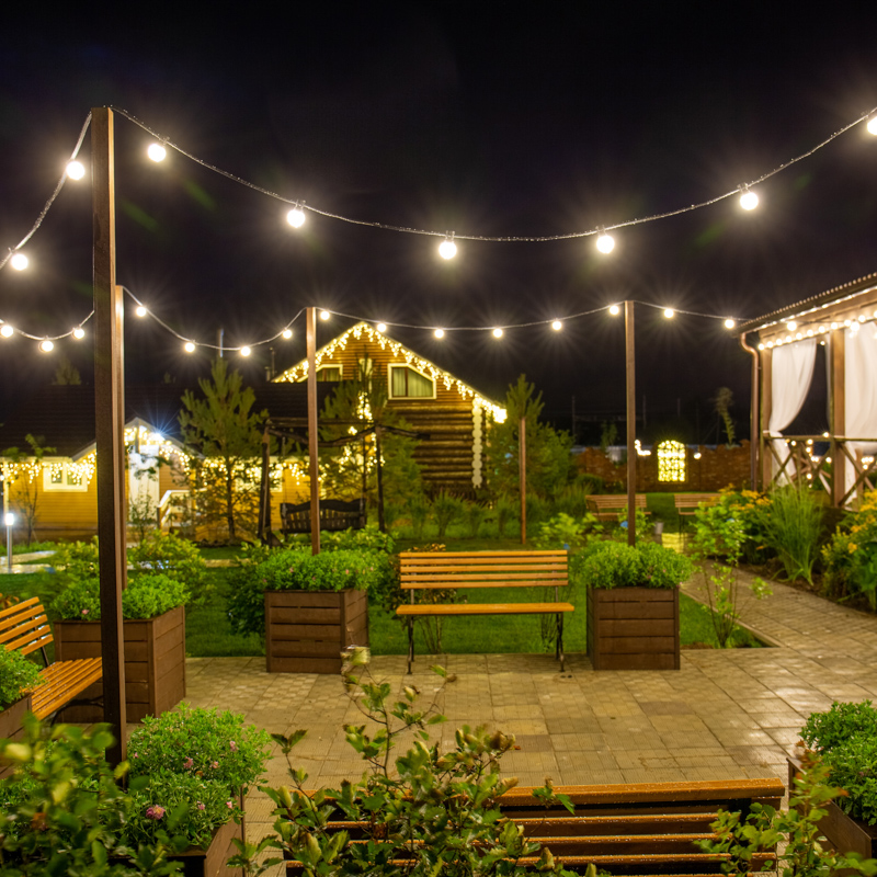 Качественная картинка Белт-Лайт NEON-NIGHT 2 жилы, 50м, шаг 40см, 125 патронов E27, IP65, черный плоский провод каучук