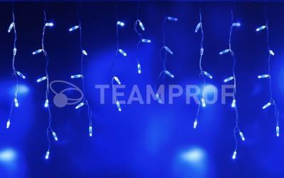 Светодиодная бахрома Teamprof 3х0.6м, IP65, герм.колп., статика, прозрачный провод, синяя
