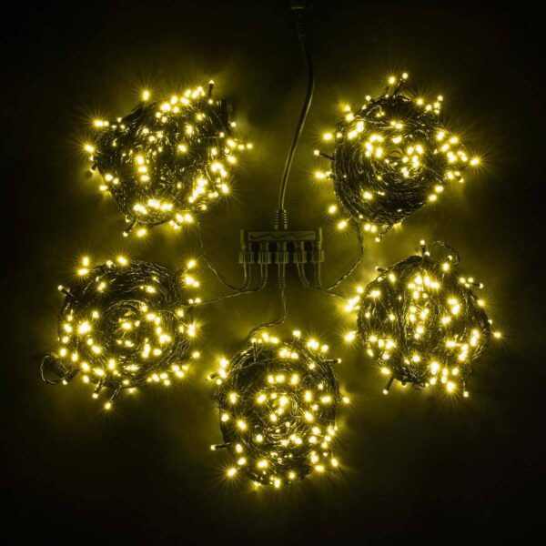 Качественная картинка Комплект гирлянды Laitcom 100м., 5x20м, 1000 LED, IP54, 24V, черн. пр. ПВХ, тепл. белый с мерцанием