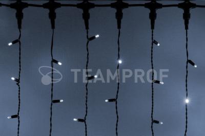 Светодиодный занавес Teamprof 2х6м, мерцание, черный провод, белый