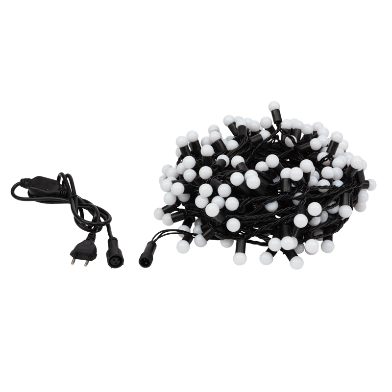 Качественная картинка Гирлянда светодиодная Мультишарики Ø17,5мм 20м КРАСНЫЙ черный ПВХ IP65 статика 230В
