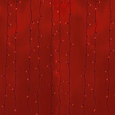 Светодиодный дождь NEON-NIGHT 2х3м КРАСНЫЙ, постоянное свечение, черный провод, 230 В