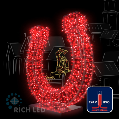 Светодиодные гирлянды RichLed Нить 10 м, 220 В, пост.свеч, IP 65, герм.колп, красный провод, красный