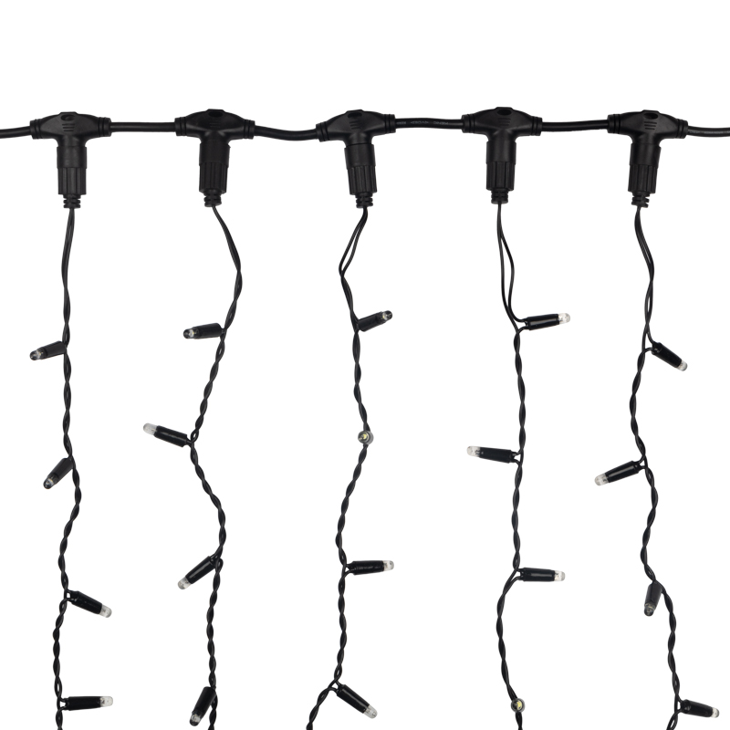 Качественная картинка Светодиодный занавес NEON-NIGHT 2х1,5м ЗЕЛЕНЫЙ, черный ПВХ, IP65, мерцание 230 В