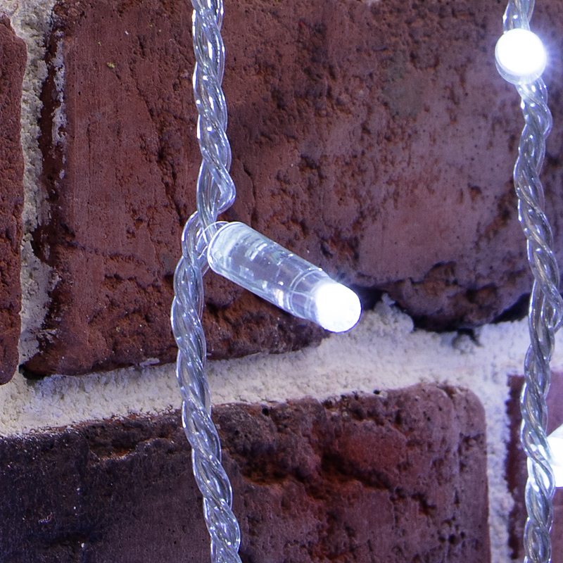 Качественная картинка Светодиодный занавес NEON-NIGHT 2х9м БЕЛЫЙ, прозрачный ПВХ, IP65, постоянное свечение, 230В