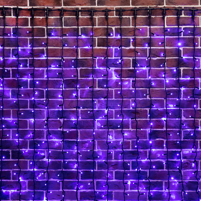 Качественная картинка Светодиодная гирлянда занавес Neon-Night, 2x6м, 1520LED, чёрн ПВХ, IP65, водопад, синий, блок в комп