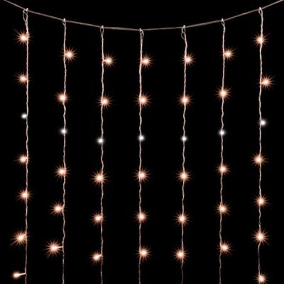 Светодиодный занавес Laitcom, 2x3м, прозр.пров, 600 led, IP54, мерц бел.диода, облег, экстра т.белый