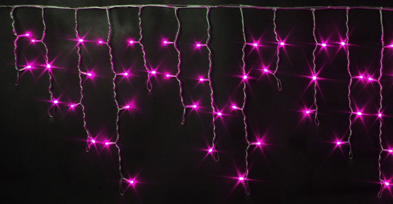 Качественная картинка Светодиодная бахрома Rich LED 3*0,5 м, 220 В, пост. свечение, цвет розовый, IP54, прозр. провод