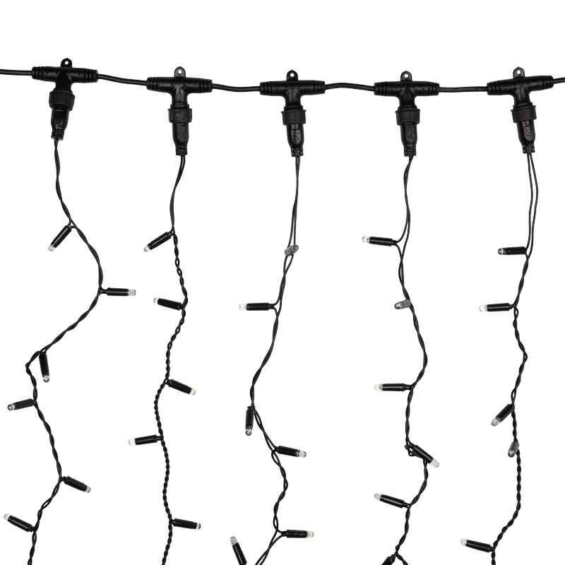 Качественная картинка Светодиодный занавес NEON-NIGHT 2х6м ТЕПЛЫЙ БЕЛЫЙ, черный ПВХ, IP65, постоянное свечение, 230В