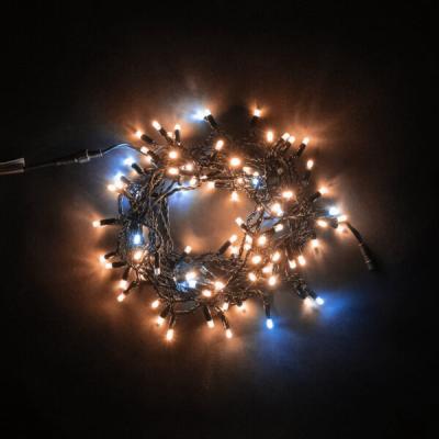 Светодиодная нить с колпач. Laitcom 10 м, 24V, IP65, 100 led, черн.пров, мерц.бел.диода, экст т.бел