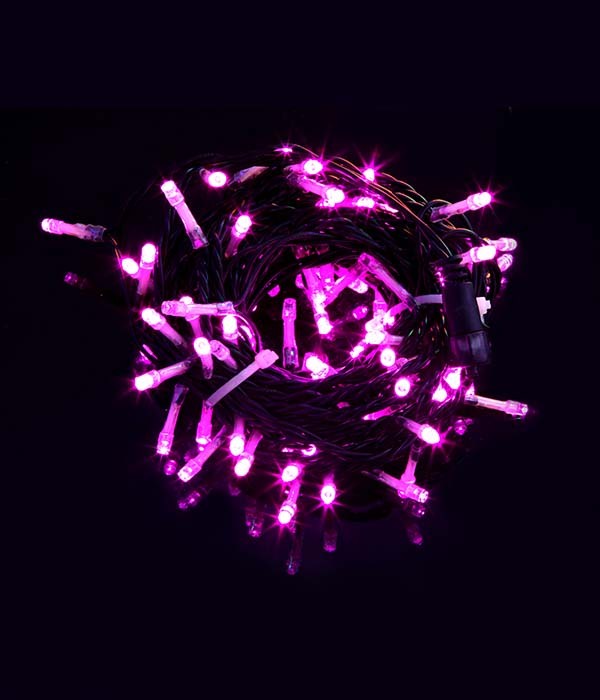 Качественная картинка 05-124 Светодиодная нить Laitcom, 10м, 24V, 100 LED, IP54, прозр.провод, розовый (мерц БЕЛЫЙ ДИОД)