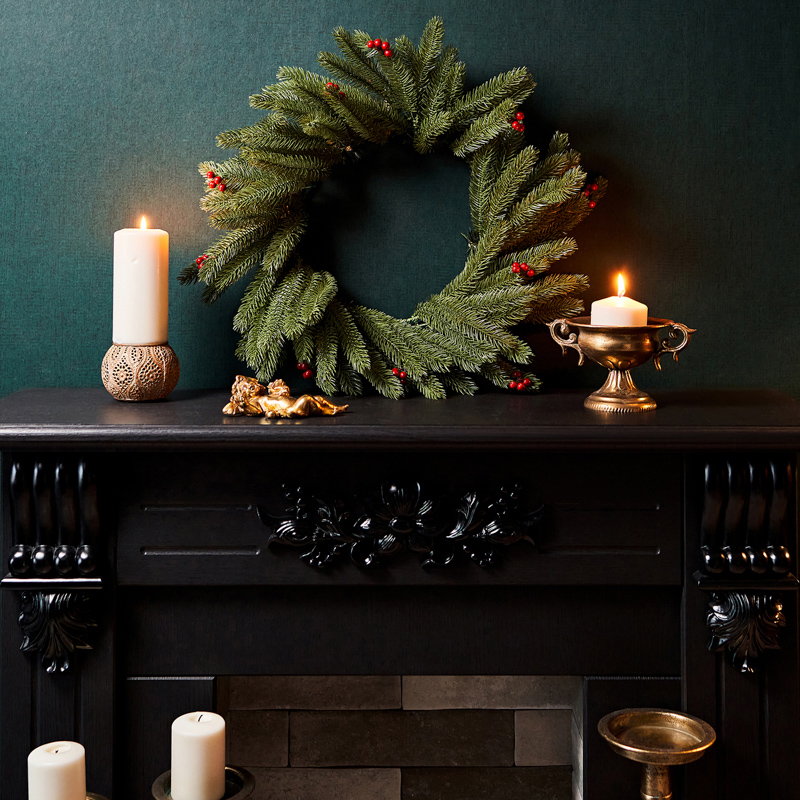 Качественная картинка Еловый венок с ягодами NEON-NIGHT Ø 45 см, литой