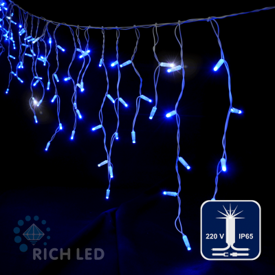 Бахрома 3*0,5 м, 220 В, мерцание, цвет синий, IP 65, герметичный колпачок