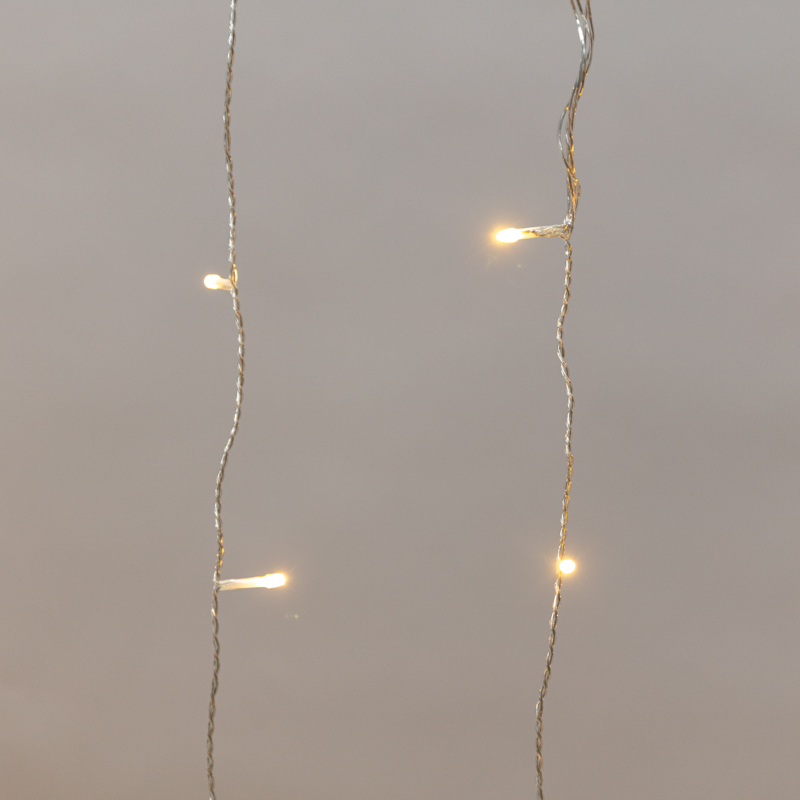 Качественная картинка Светодиодный дождь NEON-NIGHT 2х1,5м ТЕПЛЫЙ БЕЛЫЙ, мерцание, прозрачный провод, IP44,, 230В