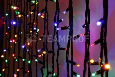Светодиодная гирлянда нить Teamprof, 20м, 200 LED, 220В, герм. колп., динамика, черн.провод, мульти Светодиодная гирлянда нить Teamprof, 20м, 200 LED, 220В, герм. колп., динамика, черн.провод, мульти