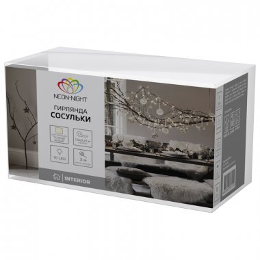 Качественная картинка Гирлянда светодиодная Сосульки Neon-Night 1,5х0,25 м, прозрачный провод, IP20, теплый белый