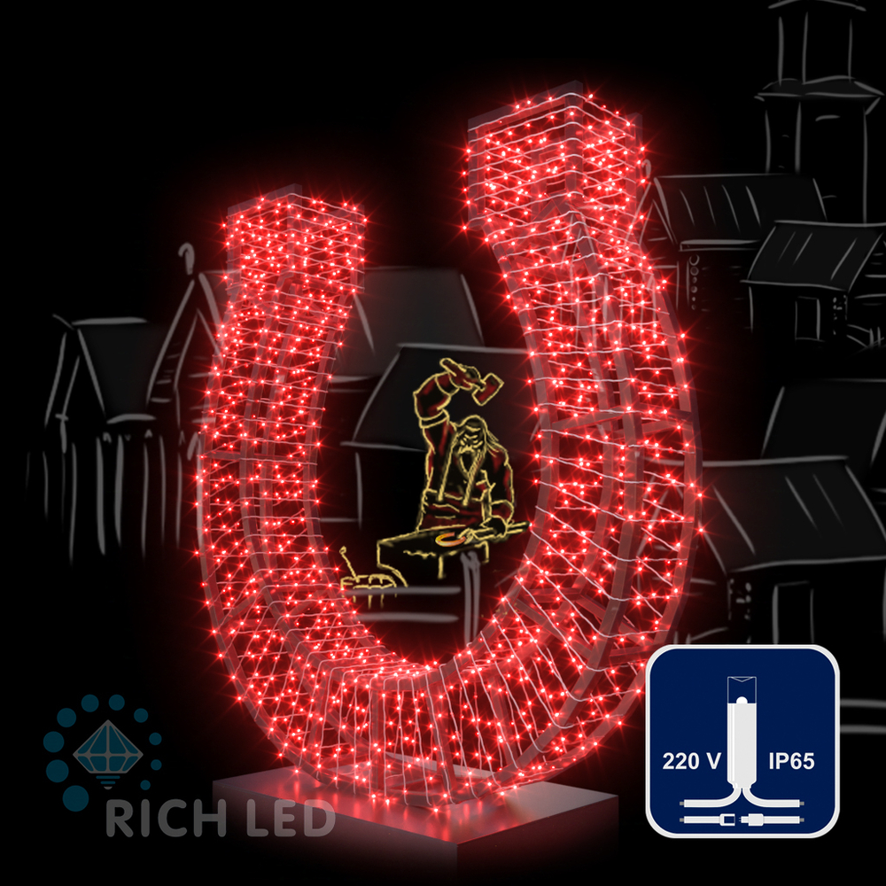 Светодиодные гирлянды RichLed Нить 10 м, 220 В, пост.свеч, IP65, гермет.колп, белый провод, красный Качественная картинка Светодиодные гирлянды RichLed Нить 10 м, 220 В, пост.свеч, IP65, гермет.колп, белый провод, красный
