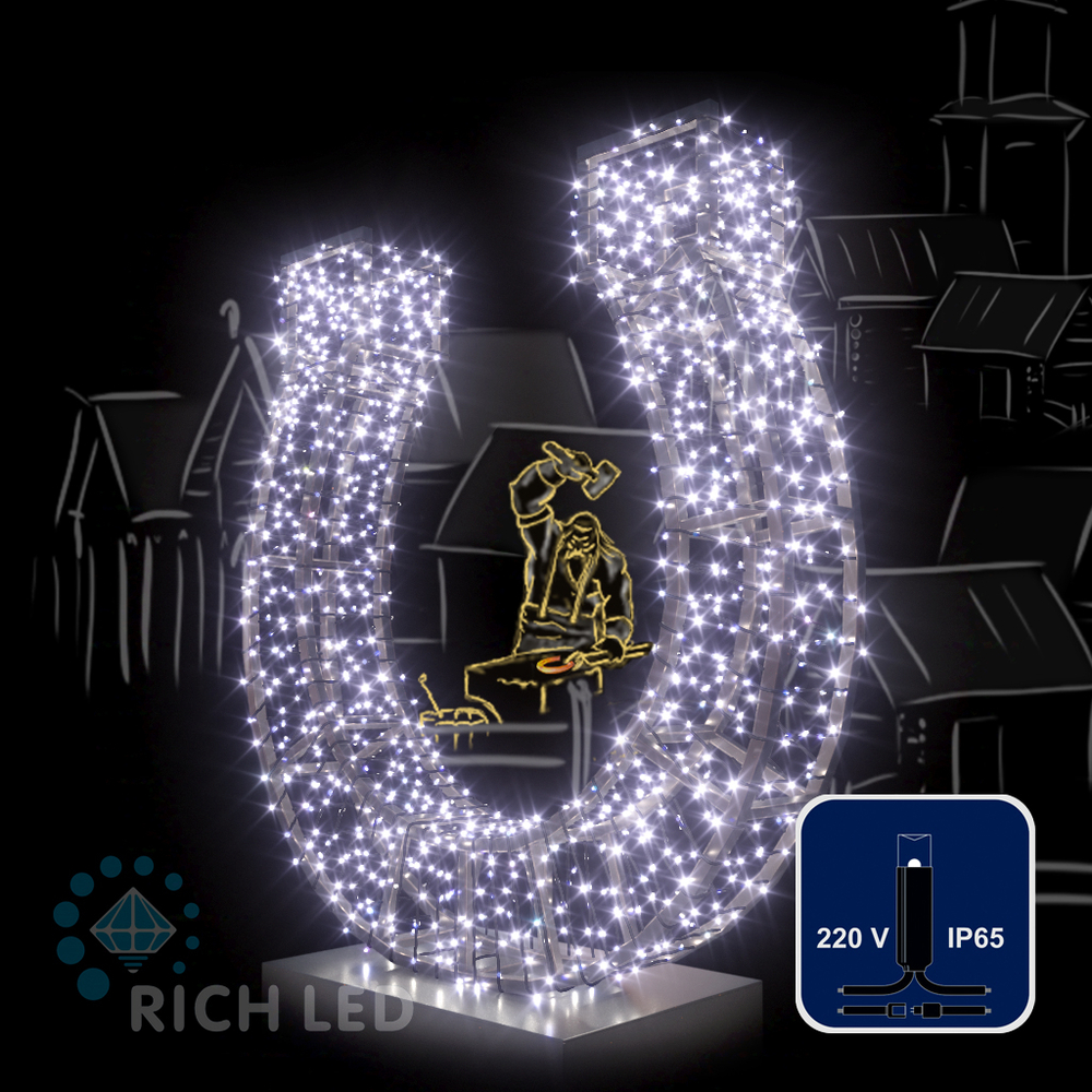 Светодиодные гирлянды RichLed Нить 10 м, 220 В, пост. свеч, IP 65, герм. колп, черн.провод, белый Качественная картинка Светодиодные гирлянды RichLed Нить 10 м, 220 В, пост. свеч, IP 65, герм. колп, черн.провод, белый