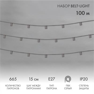 Белт-Лайт NEON-NIGHT 5 жил, 100м, шаг 15см, 665 патронов E27, IP20, серый провод