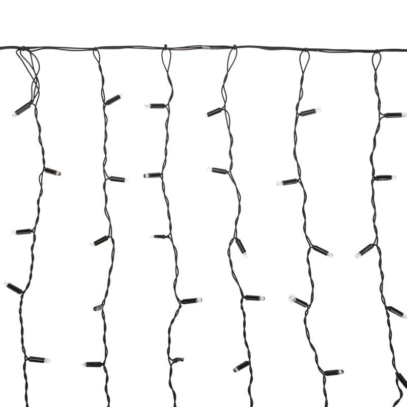 Качественная картинка Светодиодный занавес NEON-NIGHT 2х0,8м ТЕПЛЫЙ БЕЛЫЙ, черный ПВХ, IP65, постоянное свечение, 230В