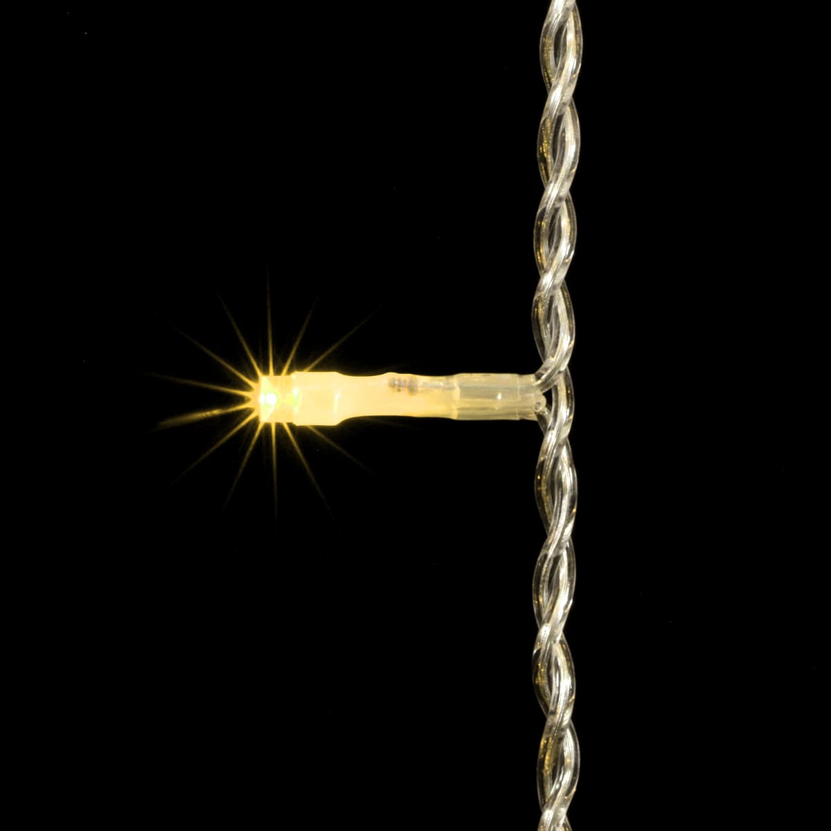 Качественная картинка Светодиодная нить Laitcom, 10м, 24V, 100 LED, IP54,с мерц.бел диод, прозр.пров, экстра т.бел