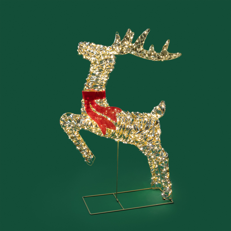 Качественная картинка Светодиодная фигура бегущий Олень 88см, цвет свечения теплый белый, IP44 NEON-NIGHT