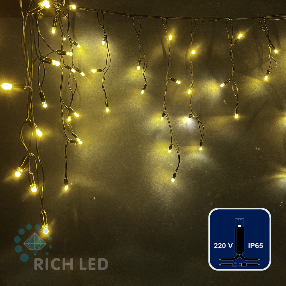 Светодиодная бахрома Rich LED 3*0.5 м, пост. свечение, черн. провод, IP65, теп белый RL-i3*0.5-CB/WW Качественная картинка Светодиодная бахрома Rich LED 3*0.5 м, пост. свечение, черн. провод, IP65, теп белый RL-i3*0.5-CB/WW