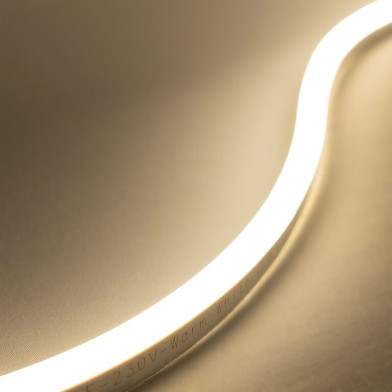 Качественная картинка Гибкий неон Laitcom односторонний 8х16мм, 220В, 144 LED/м, IP65, теплый белый, бухта 50м