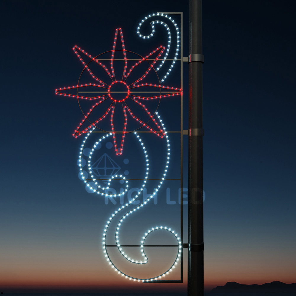 Качественная картинка Светодиодная уличная консоль Rich LED Георгин, красный и белый