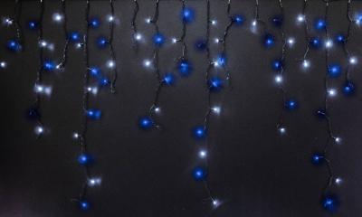 Светодиодная бахрома Rich LED 3*0,5 м, 220 В, пост. свечение, цвет синий+белый, IP54, прозр. провод